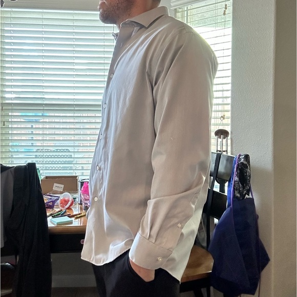 Men’s long sleeve button up Kenneth Cole Large/34/35 17 grey dress shirt - Picture 7 of 15